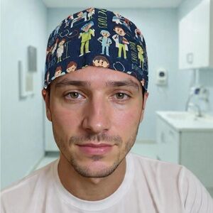 Navy Cartoon Print Surgical Cap - Unbranded